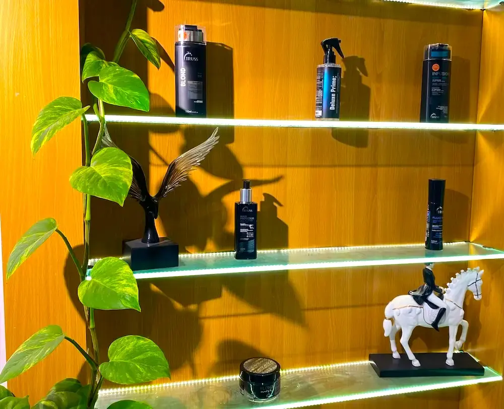 premium grooming products display at Kings Afro Barbershop in JVC Dubai